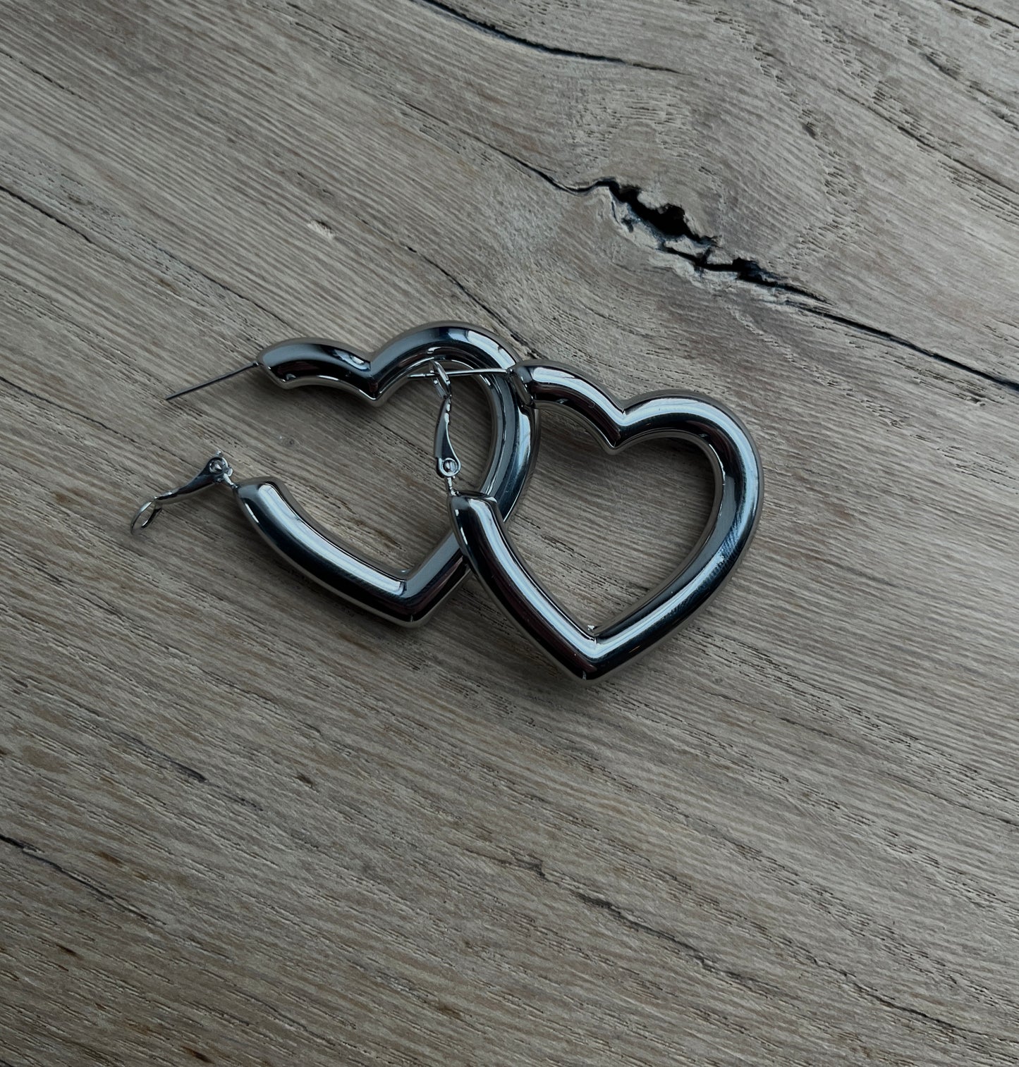 HART OORBELLEN ZILVER