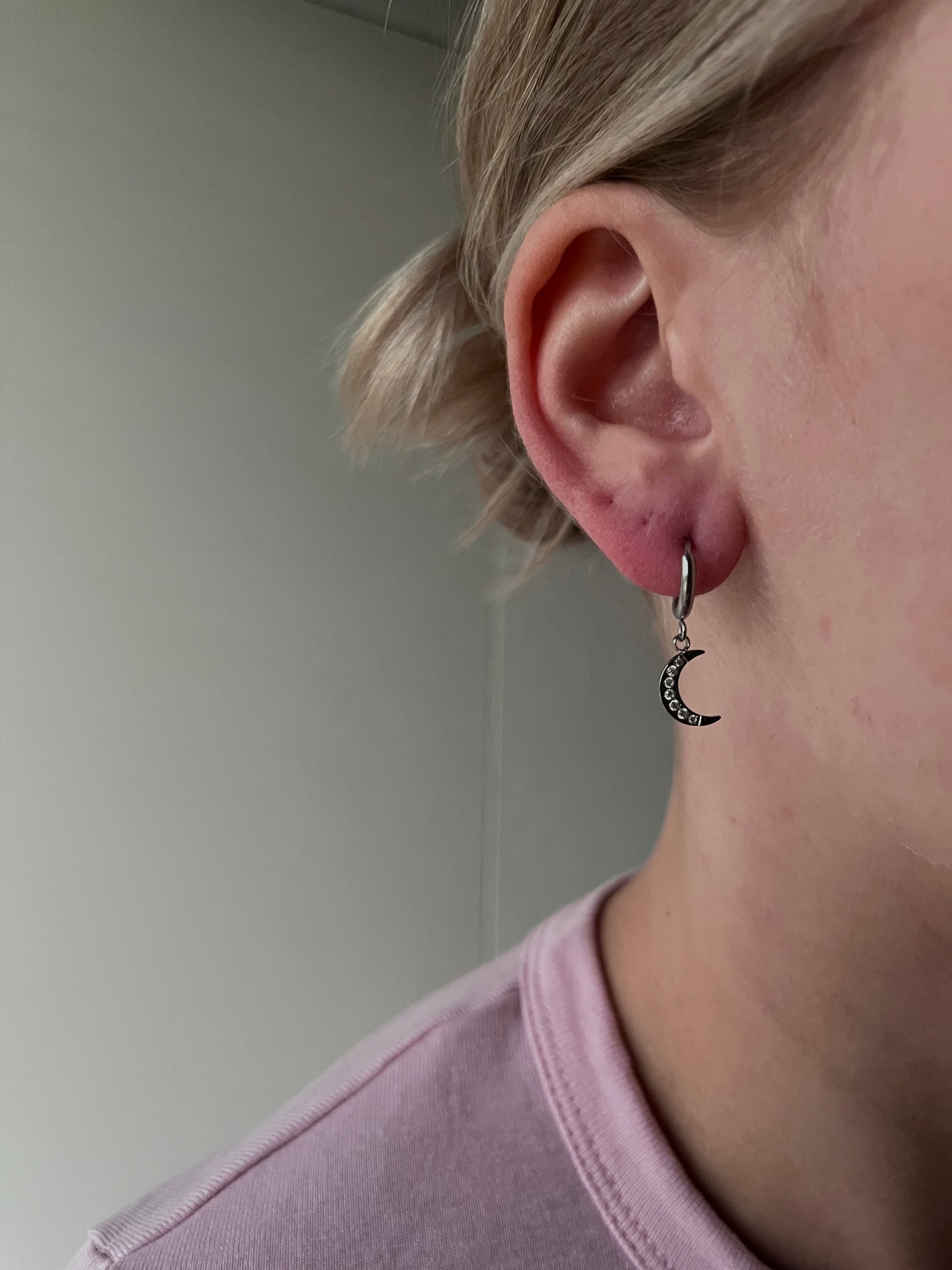 STER,MAAN OORBELLEN SILVER