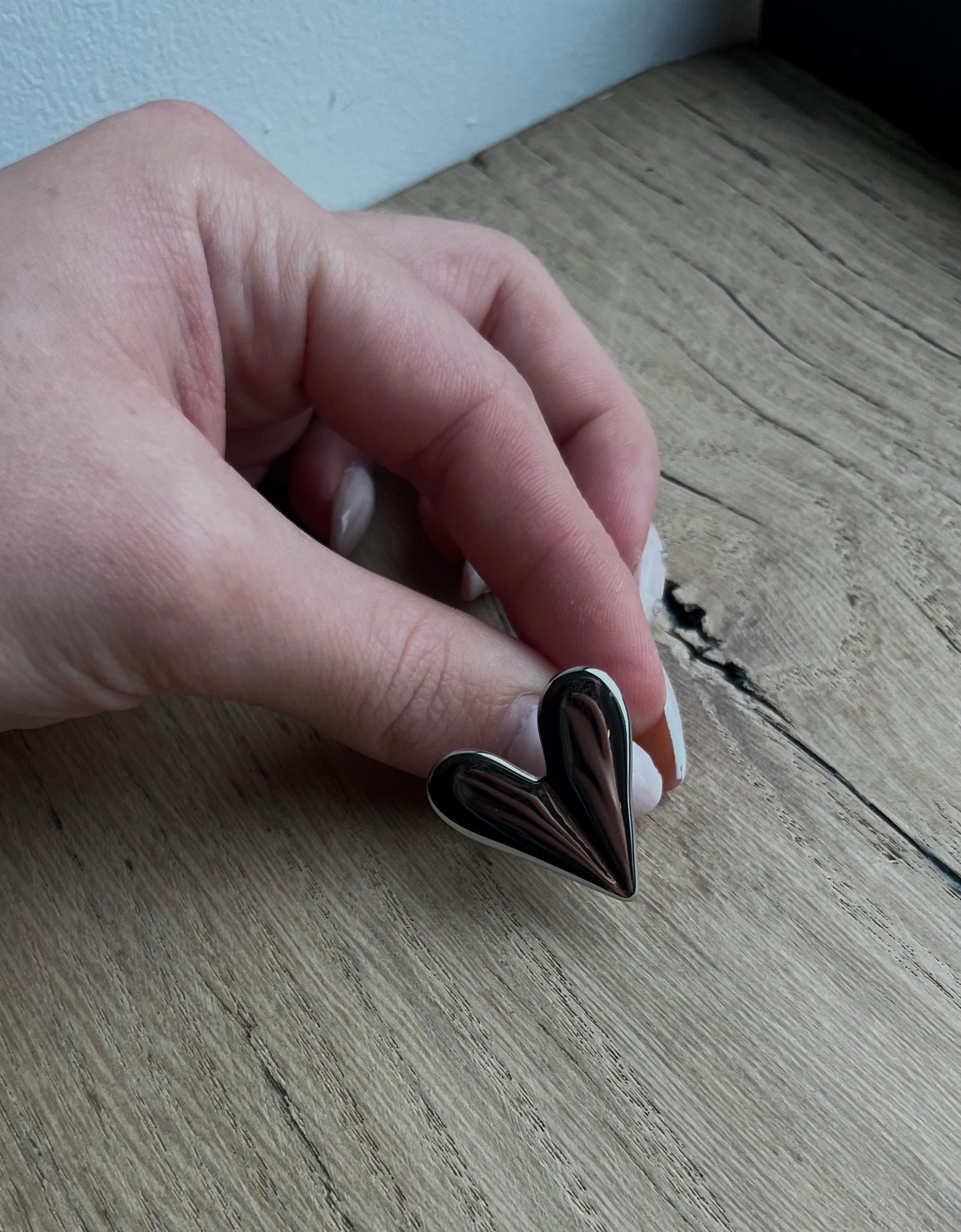 GROOT HART RING ZILVER