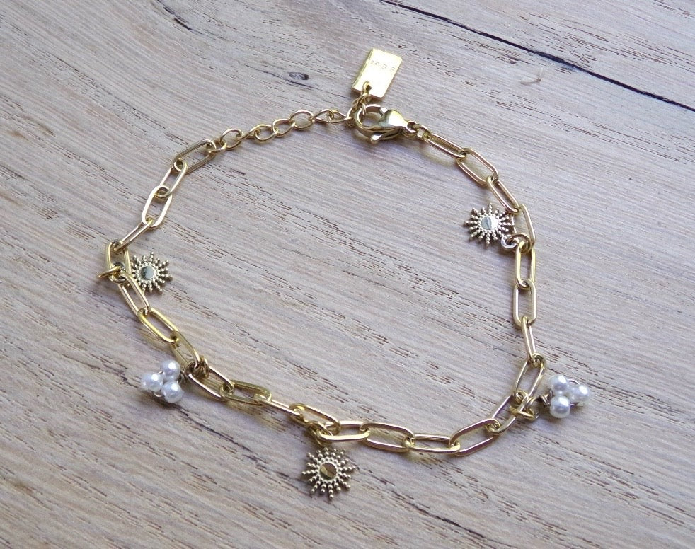 SCHAKELARMBAND MET BEDELS GOUD