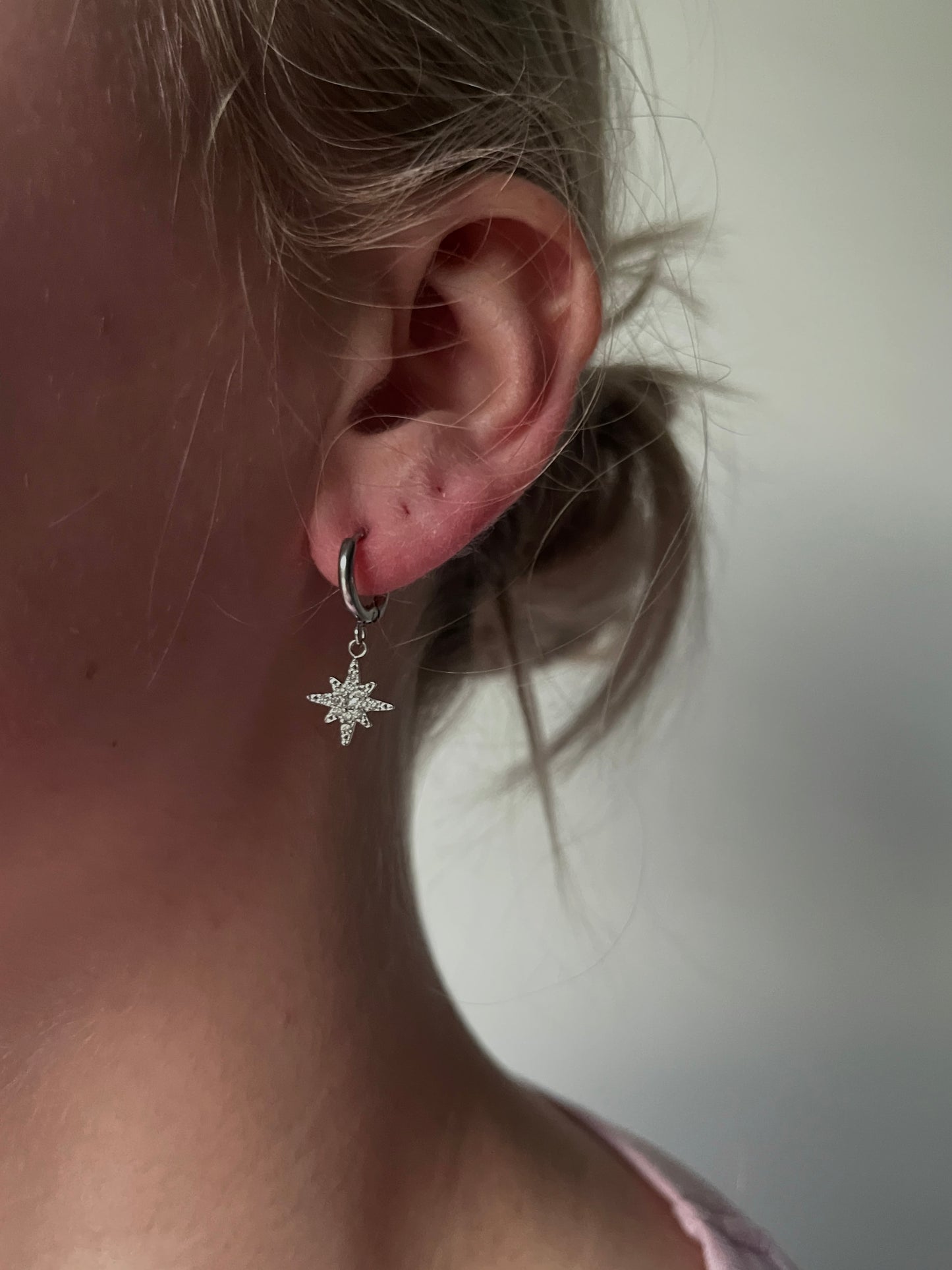 STER,MAAN OORBELLEN SILVER