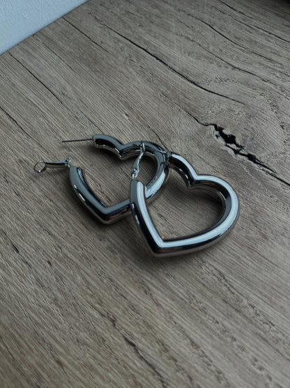 HART OORBELLEN ZILVER
