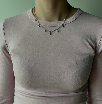SCHAKELKETTING MET BEDELS ZILVER