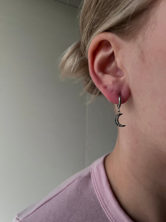 STER,MAAN OORBELLEN SILVER