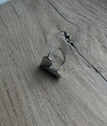 GROOT HART RING ZILVER