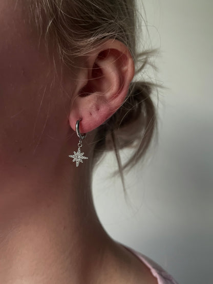 STER,MAAN OORBELLEN SILVER